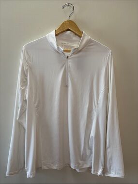 Peter Millar White Long-Sleeve Half-Zip Performance Top